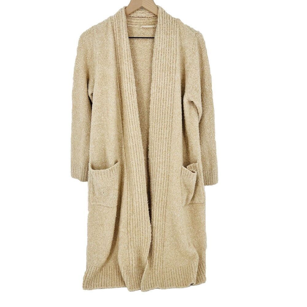 Soft Surroundings Beige Longline Open Duster Cardigan Size Medium Wool Blend